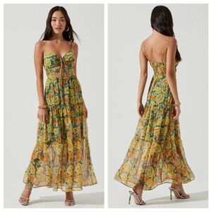 ASTR the Label Brandy Floral Print Cutout Maxi Dress